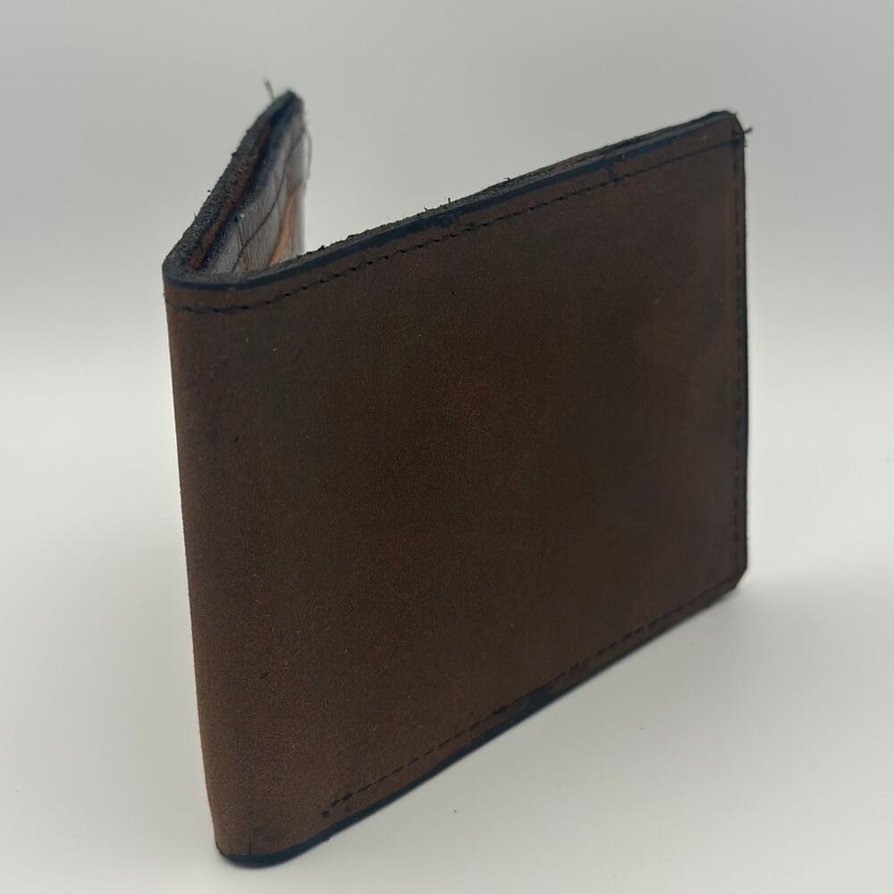 Minimalist Oaxaca Handmade Brown Leather Bifold Wallet | Genuine Suede Finish